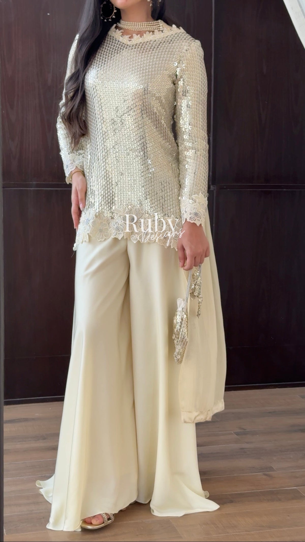 ALARA Pearl - 3 Piece Silk Suit with Optional Potli Bag