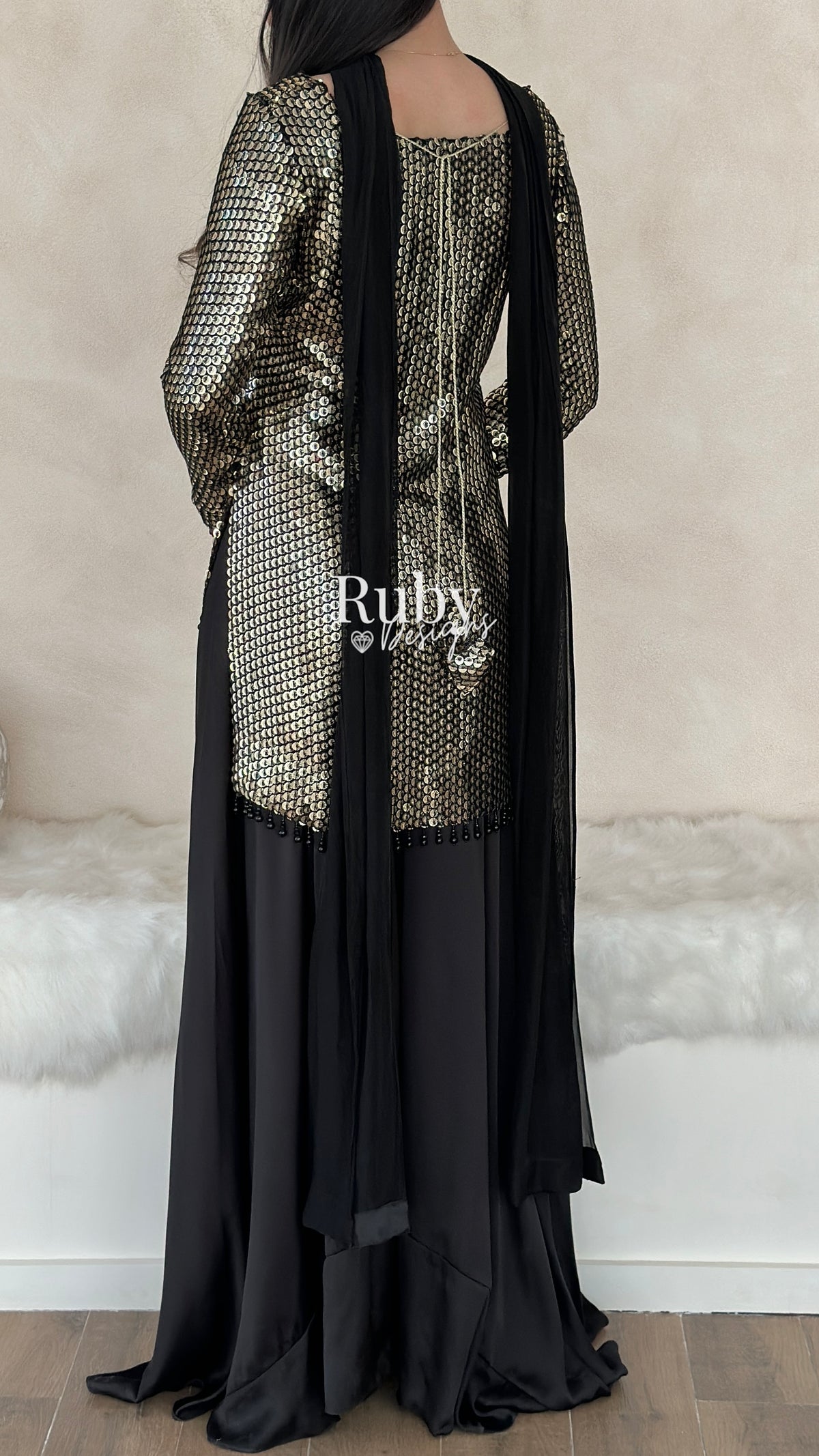 ALARA Noir - 3 Piece Silk Suit with Optional Potli Bag