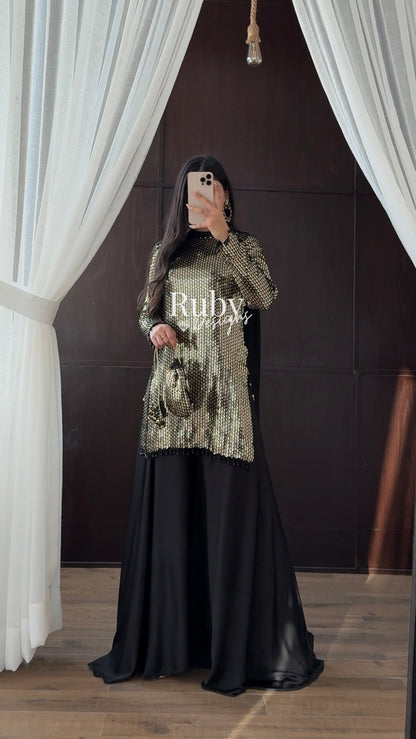 ALARA Noir - 3 Piece Silk Suit with Optional Potli Bag