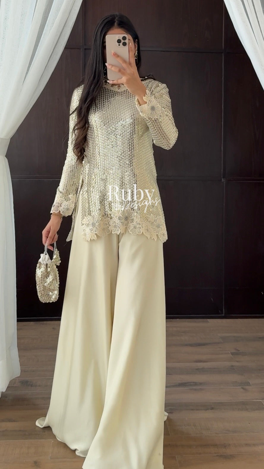 ALARA Pearl - 3 Piece Silk Suit with Optional Potli Bag