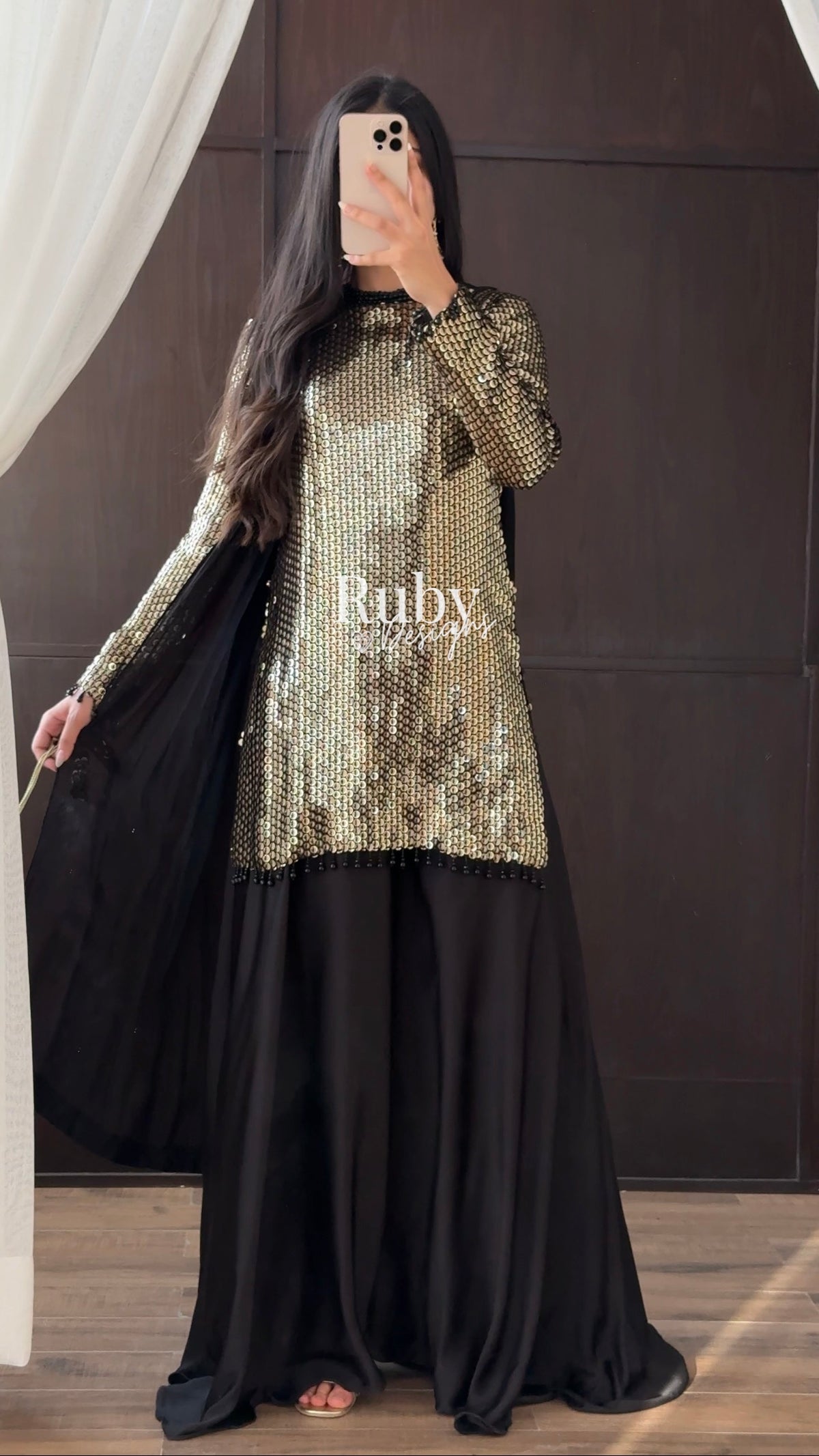 ALARA Noir - 3 Piece Silk Suit with Optional Potli Bag