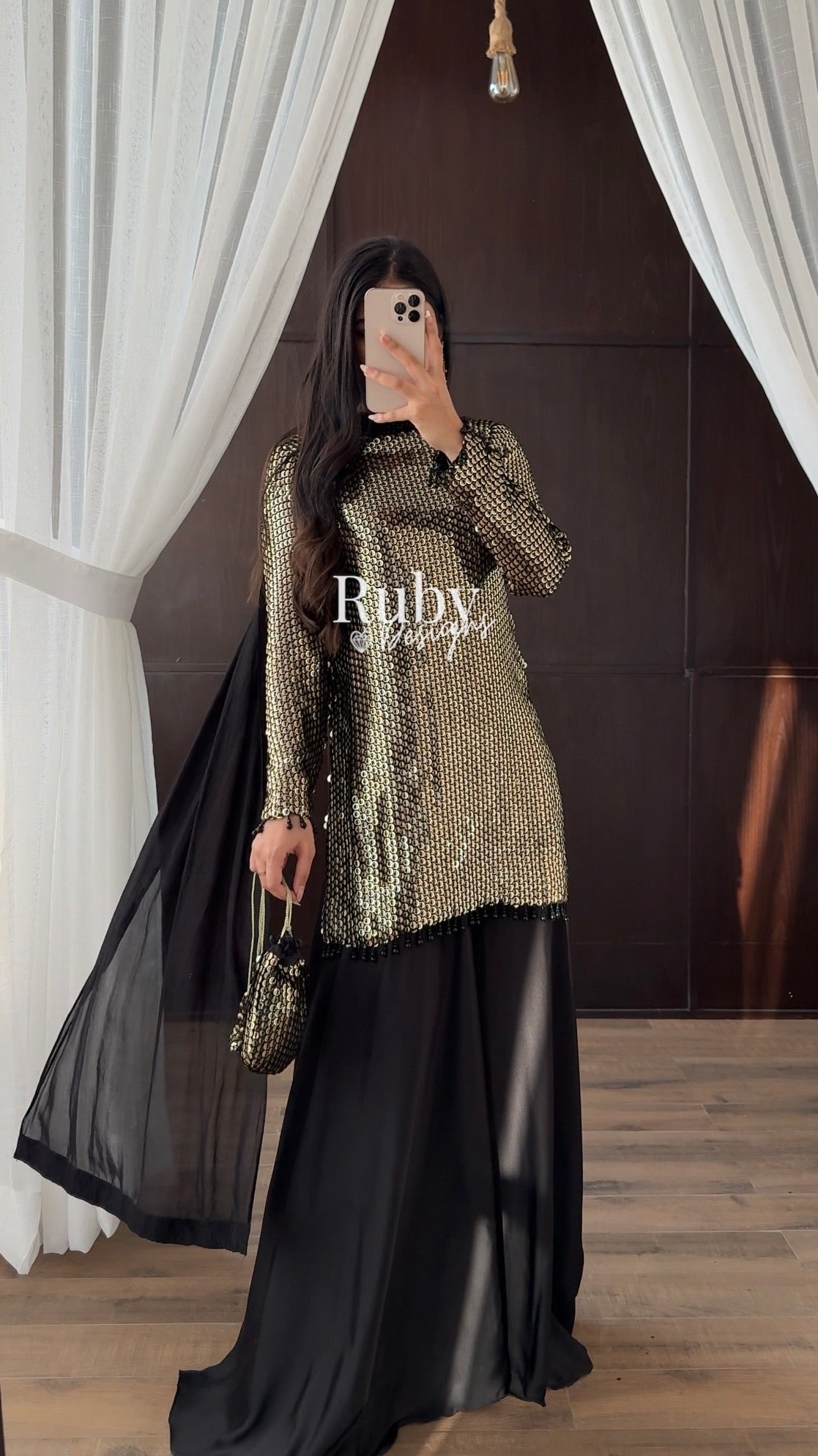 ALARA Noir - 3 Piece Silk Suit with Optional Potli Bag