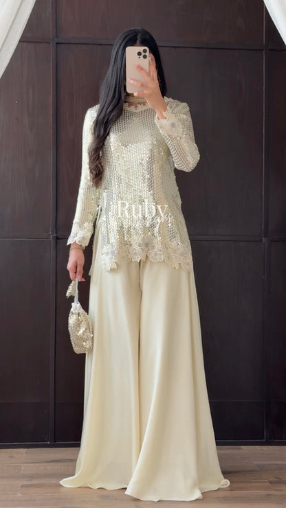 ALARA Pearl - 3 Piece Silk Suit with Optional Potli Bag