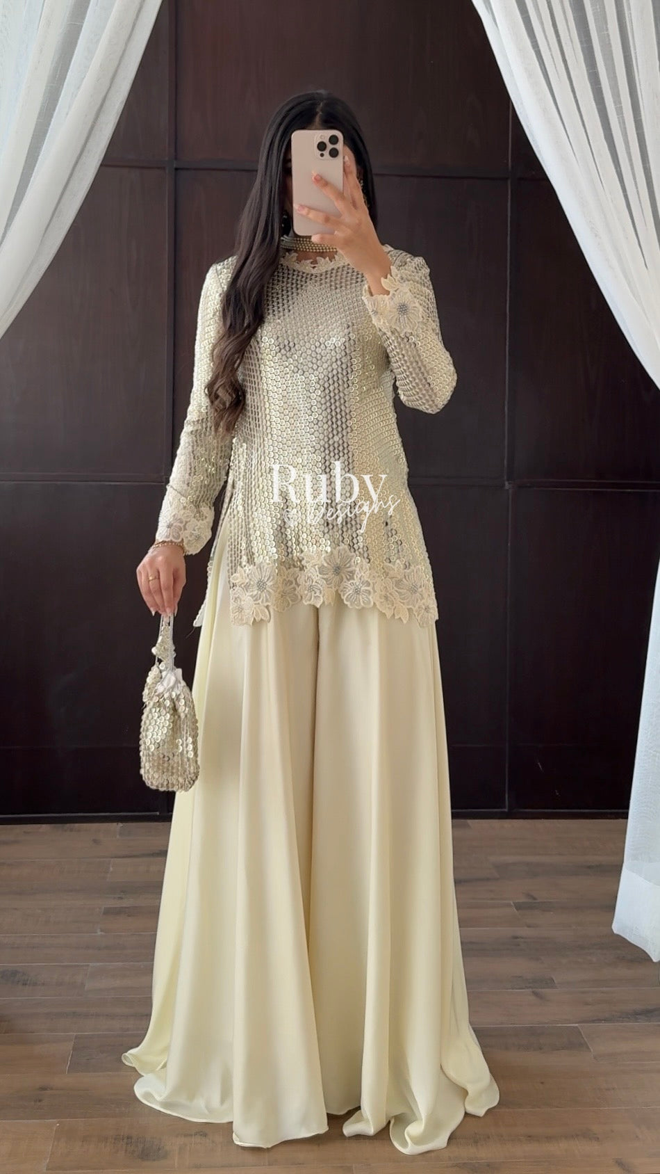 ALARA Pearl - 3 Piece Silk Suit with Optional Potli Bag