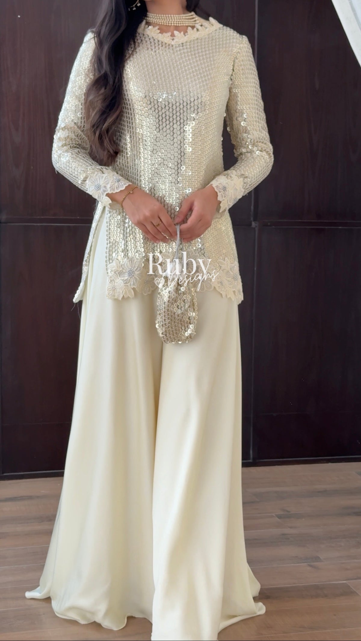 ALARA Pearl - 3 Piece Silk Suit with Optional Potli Bag