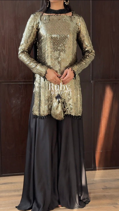 ALARA Noir - 3 Piece Silk Suit with Optional Potli Bag