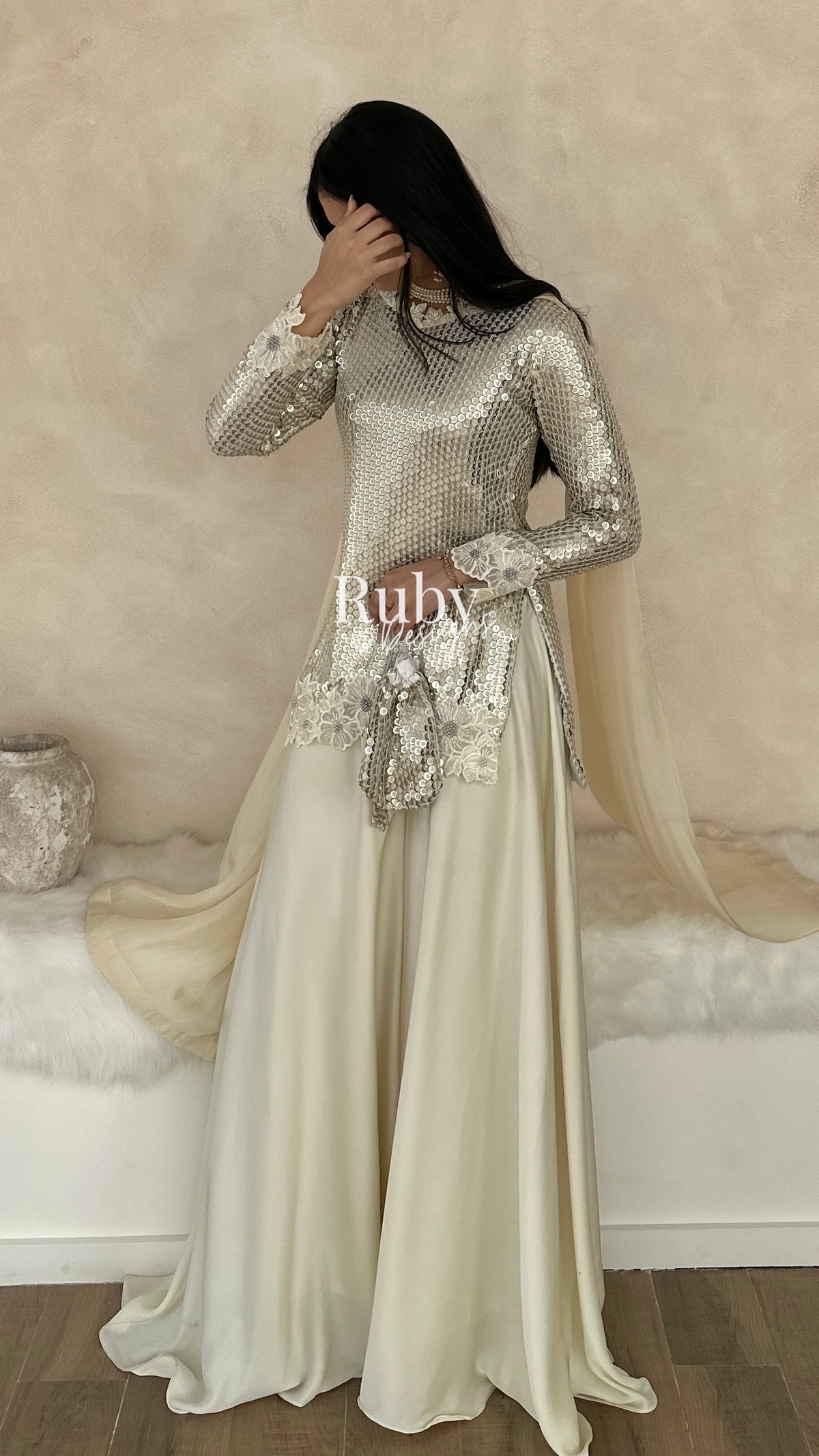 ALARA Pearl - 3 Piece Silk Suit with Optional Potli Bag