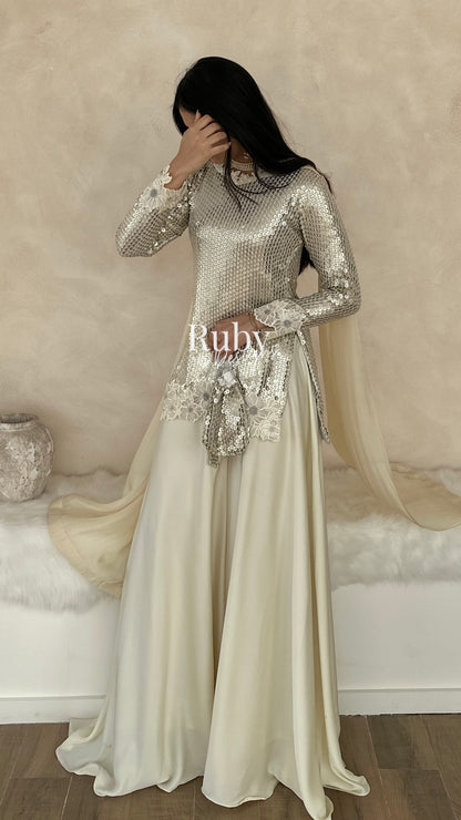 ALARA Pearl - 3 Piece Silk Suit with Optional Potli Bag