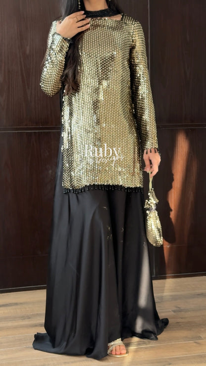 ALARA Noir - 3 Piece Silk Suit with Optional Potli Bag