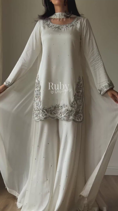 PARISA Pearl - 4 Piece Silk Suit with Matching Potli Bag