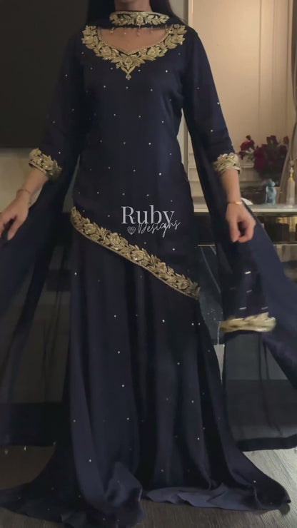 RANI Midnight - 3 Piece Luxury Silk Suit with Matching Bag