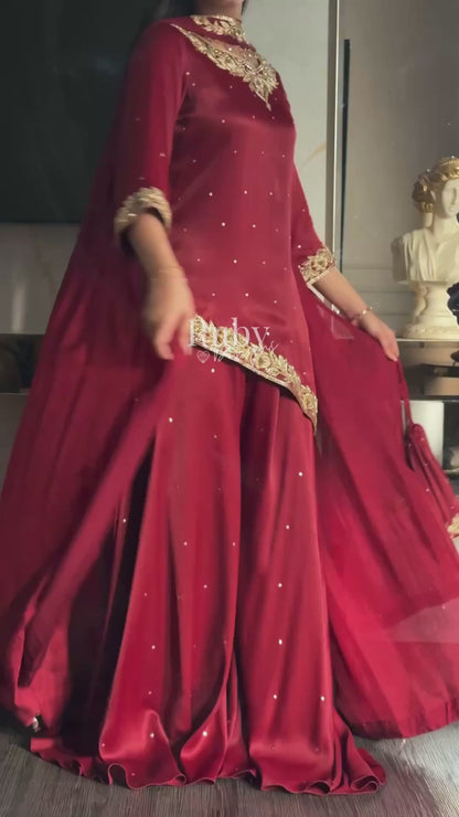 RANI Rouge - 3 Piece Luxury Silk Suit with Matching Bag