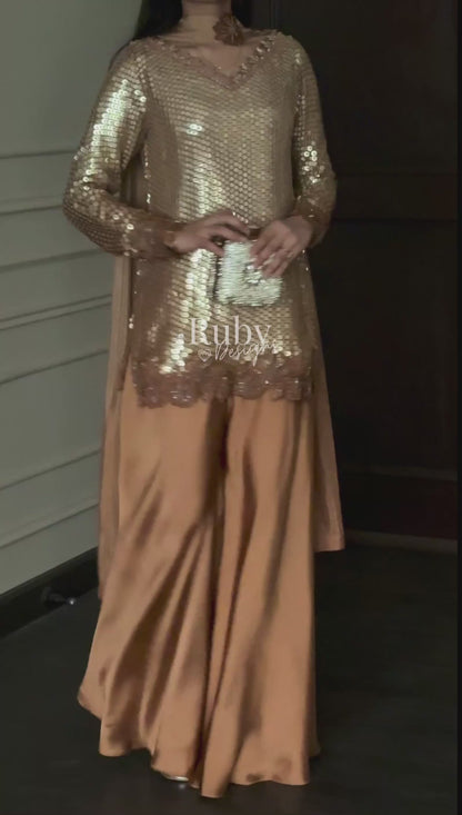 ALARA Mocha - 3 Piece Silk Suit with Choker Dupatta