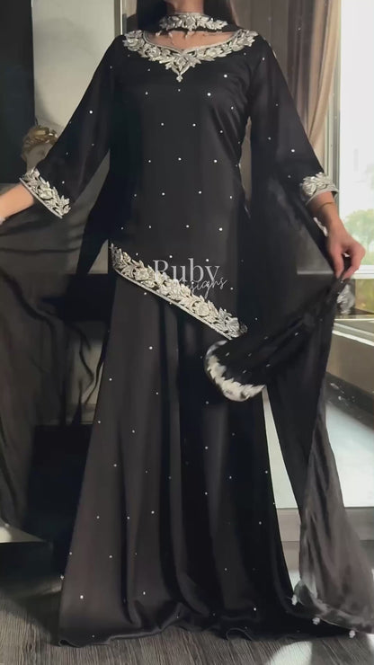 RANI Noir - 3 Piece Luxury Silk Suit with Matching Bag