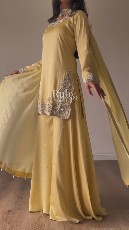 PARISA Butter - 4 Piece Silk Suit with Matching Potli Bag