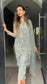SERENE - 3 Piece Embroidered Green Grey Net Suit with Tassels