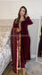 HAFSA - 3 Piece Maroon Velvet Suit with Jamawar Chiffon Dupatta