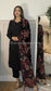 MARYAM Black - 3 Piece Black Suit with Velvet Palachi Shawl