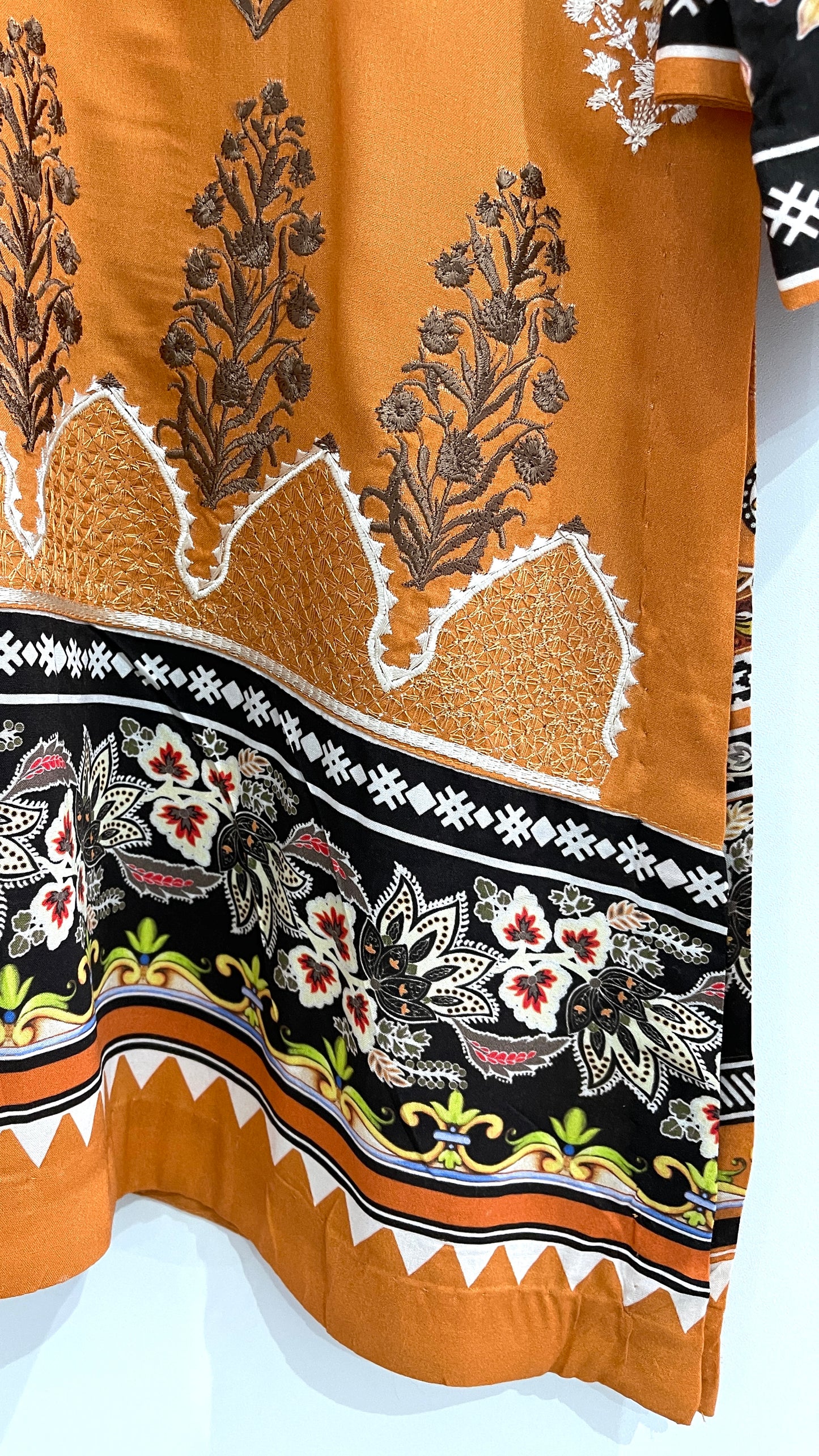 Original KHAS Saffron Stitched Printed Linen Suit with Embroidery