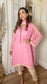 HUMERA - 3 Piece Pink Chiffon Suit with Gold Embroidery