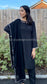 AMELIA Black -  3 Piece Raw Silk Suit with Loop Cutout Neck