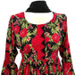 3 Piece Red Linen Floral Print Dress