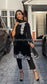 SHIZA Black - 3 Piece Linen Suit with Chiffon Dupatta