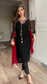 FARAH - Black 3 Piece Chiffon Suit with Mirror Details and Crushed Dupatta