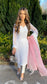 IRAM Pink - White 3 Piece Chiffon Suit with Mirror Details