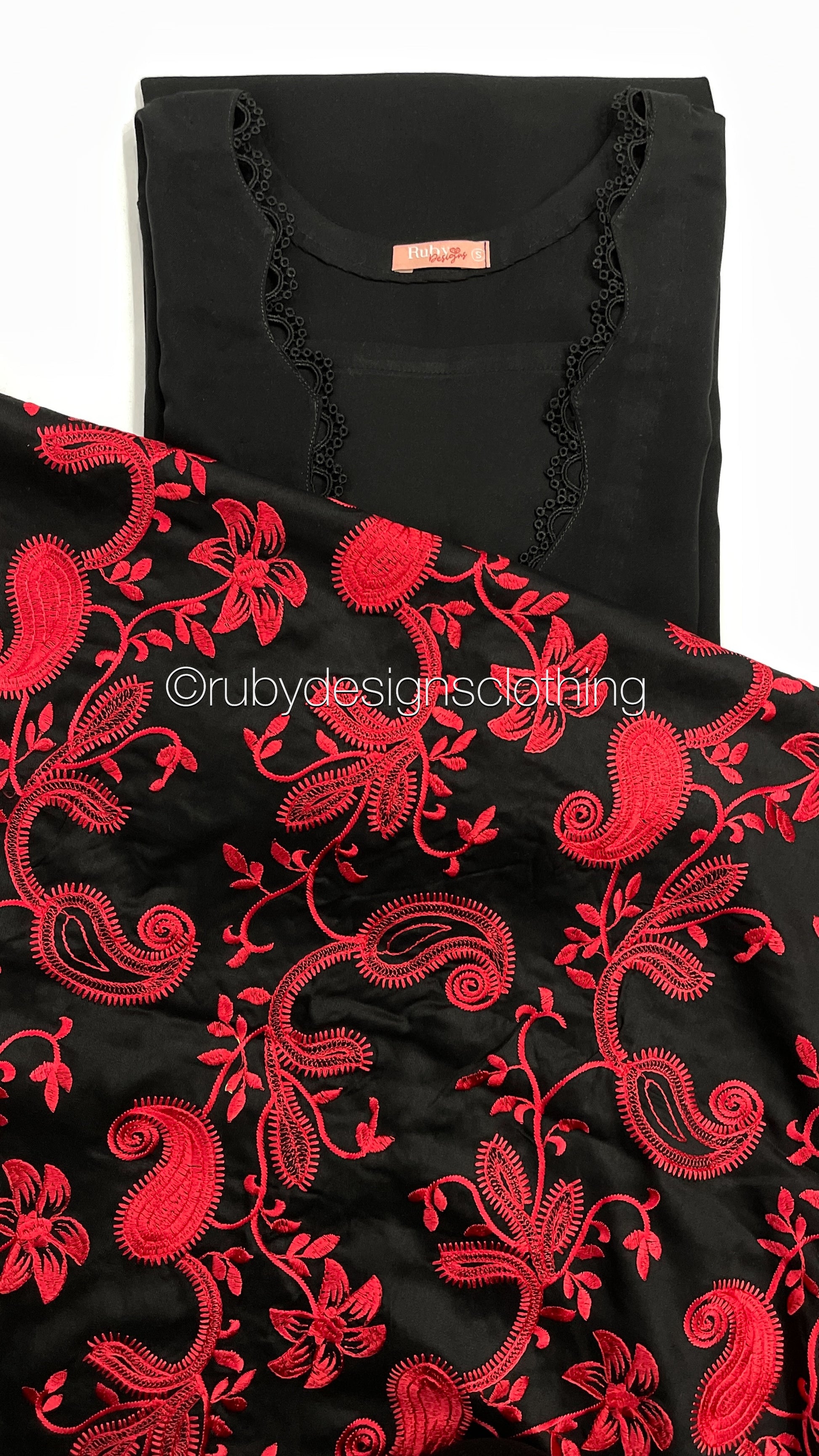 ZEENAT - 3 Piece Black Linen Suit with Heavily Embroidered Shawl (7989822390485)