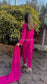AMELIA Pink -  3 Piece Raw Silk Suit with Loop Cutout Neck