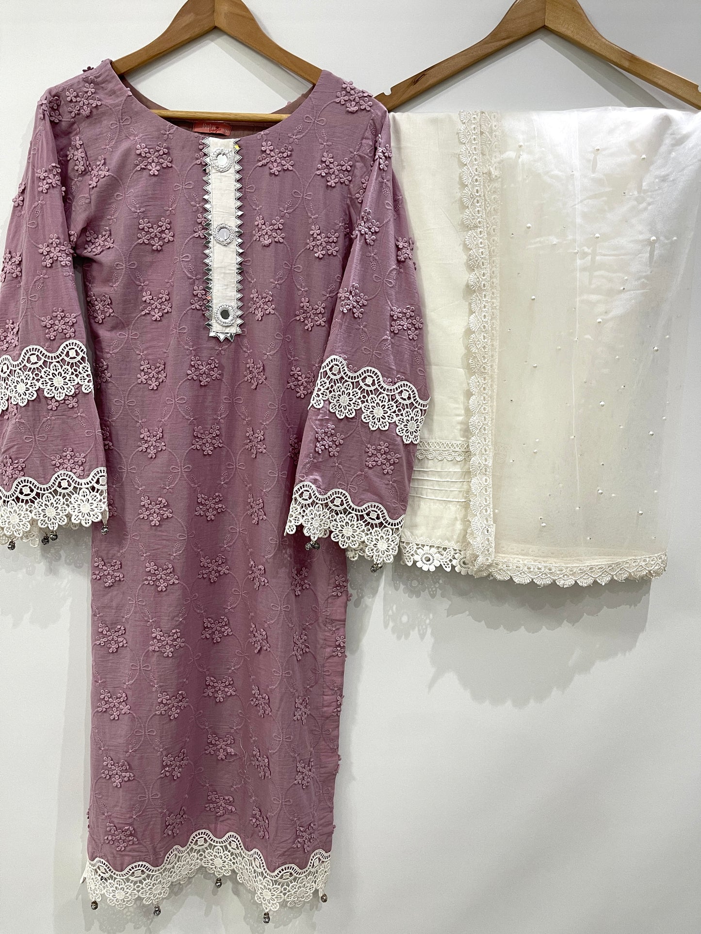 ALAYA - 3 Piece Lawn Suit with Lace and Mirror Details