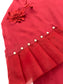 SABRINA - 3 Piece Deep Red Linen Suit with Pearl Details and 3D Flowers