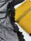 HANIA - 3 Piece Mustard and Black Linen Suit with Black Net Dupatta