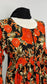 3 Piece Orange Linen Floral Print Dress