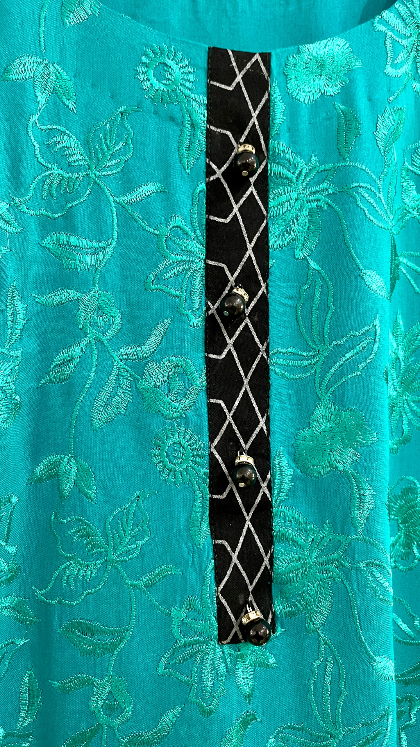 Blue 3 Piece Embroidered Linen Suit
