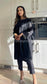 AMELIA Black -  3 Piece Raw Silk Suit with Loop Cutout Neck