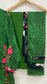 3 Piece Green Leopard Print Chiffon Suit with Appliqué Work