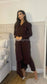 HANA Brown - 3 Piece Linen Suit with CHIFFON Dupatta