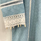 SANIA - 3 Piece Blue Cotton Net Chikankari Suit with Pearl Details