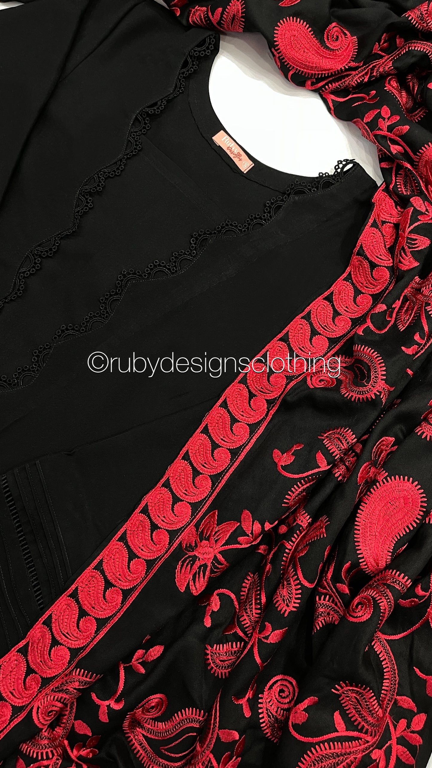 ZEENAT - 3 Piece Black Linen Suit with Heavily Embroidered Shawl