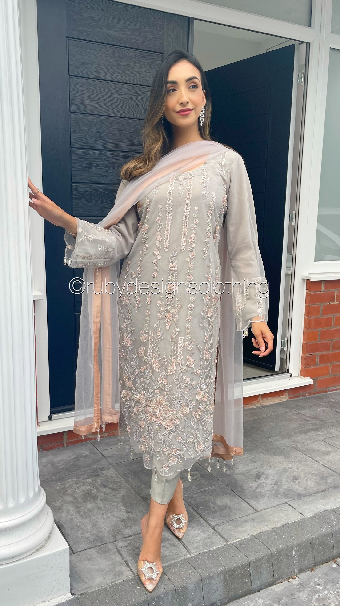 FARI - Heavy Embroidered Net 3 Piece Suit